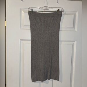 Forever 21 Gray Ribbed Knit Long Knee Length High Waisted Pencil Skirt Size S 🩶